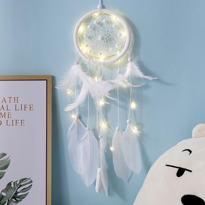 New Wedding Decoration White Feather Dream Catcher Pendant Knitted Home Decoration Wind Chime Aerial Hanging Decoration