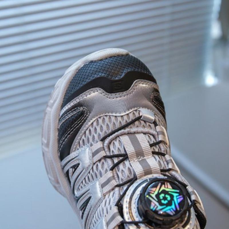 Barnes pustende sportssko Jenter lettvekts pappa-sko Liten jente mote Roterende spenne Løpesko Sklisikre fritidssko