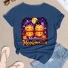 Women's Halloween Print Short Sleeve T-Shirt Casual Neck Tee Top