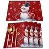 Merry Christmas Santa Claus Print Placemat 2/4/6pcs Kitchen Accessories Coffee Dining Table Mat Coaster Festival Tableware Pads