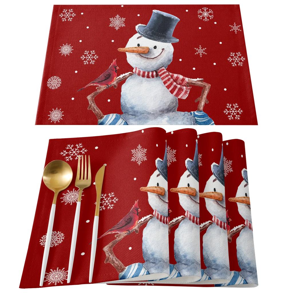 Merry Christmas Santa Claus Print Placemat 2/4/6pcs Kitchen Accessories Coffee Dining Table Mat Coaster Festival Tableware Pads