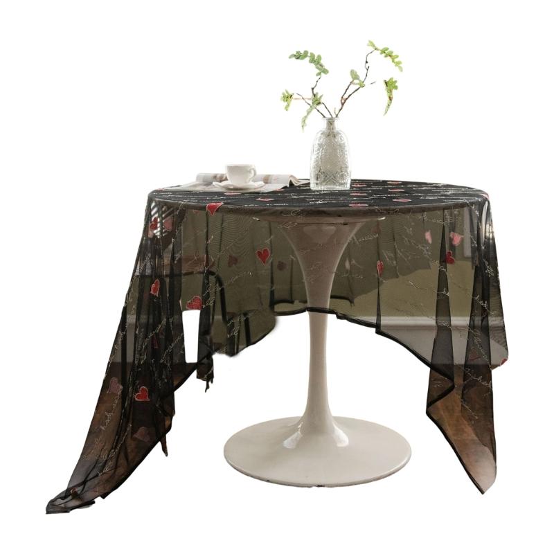 Elegant Lace Embroidery Tablecloth For Dining Table Decoration Polyester Fabric And Easy To Cleaning