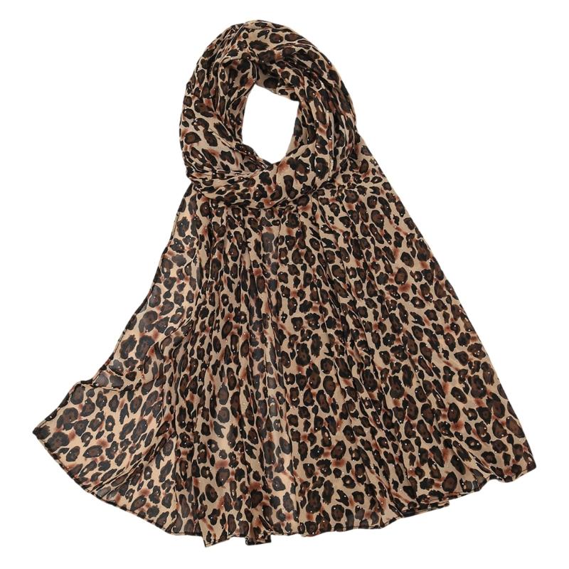 Leopard Pattern Scarf Lightweight Polyester Neckerchief Shawl Elegant Head Wrap Lady Girls Fashion Accessory