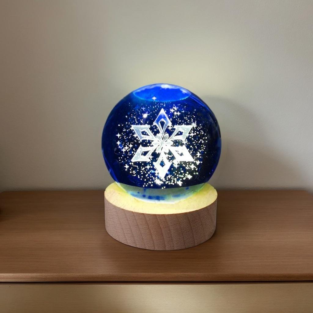 1ks 3D křišťálová koule pro sněhové sochařství, USB noční světlo, vhodné pro dekoraci v ložnici a obývacím pokoji, pro Den otců/Mo