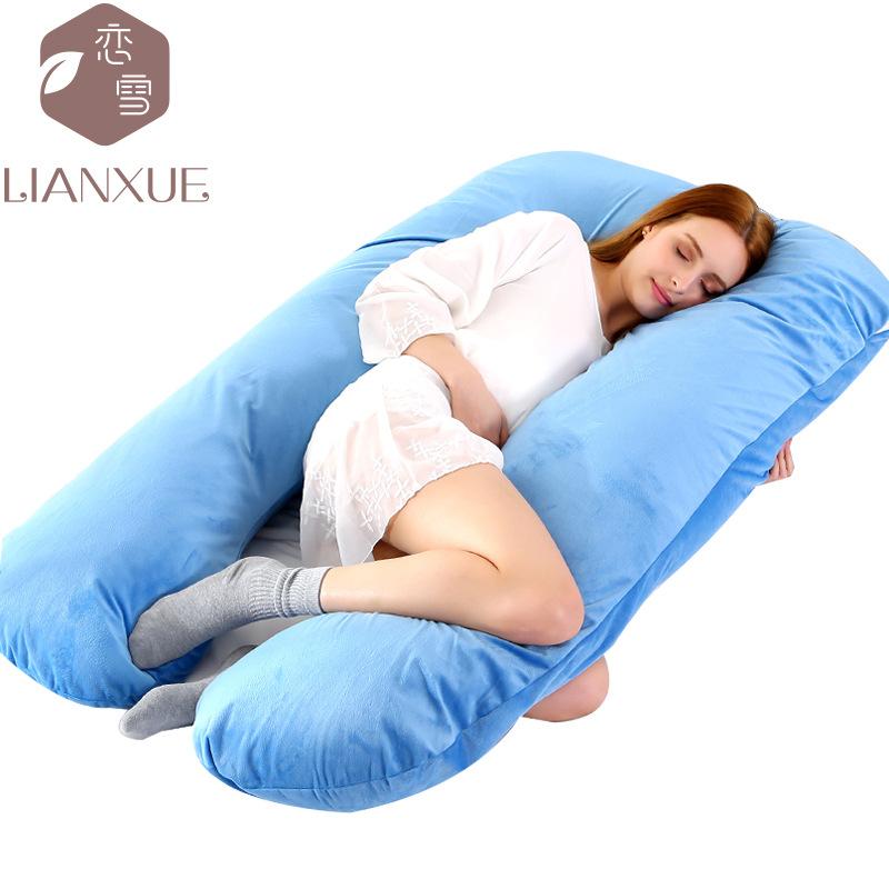 Crystal Velvet U-shaped Pregnancy Pillow Waist Protection Side Sleeping Pillow Breastfeeding Multifunctional Hug Pillow