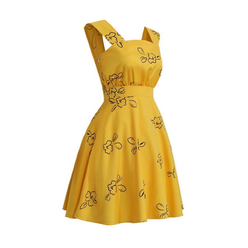 La La Land Mia Cosplay Dress For Stage Performances With Floral Prints For Adults