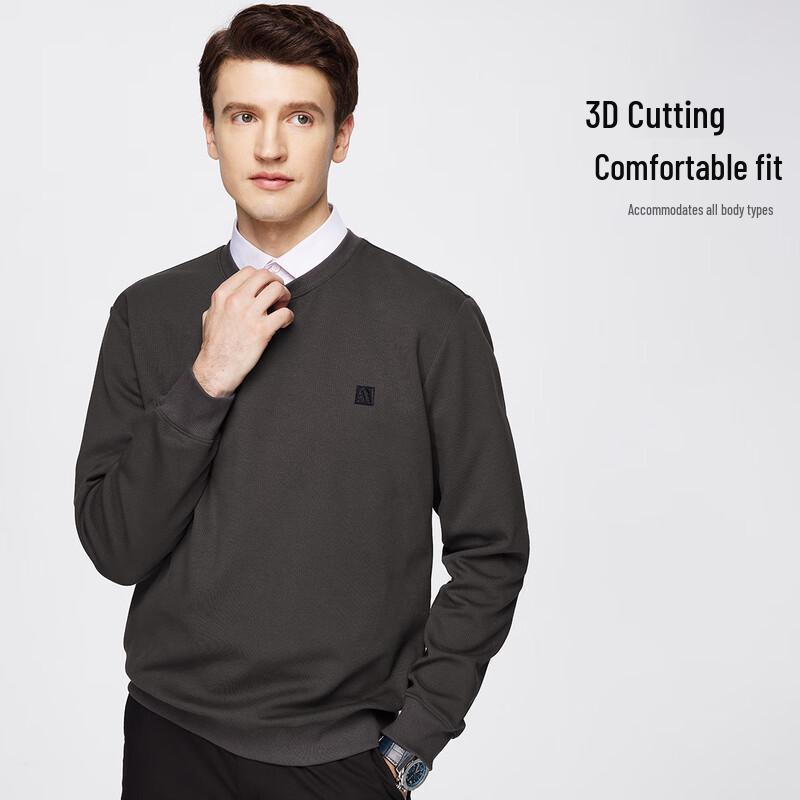 Shanshan Men's 7A Antibacterial Ribbed Round Neck Pullover Sweatshirt