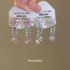 Elegant Zircon Flower Teardrop Tassel Ear Clips for Non-Pierced Ears - Chic European/American Style Earrings with Luxury Appeal