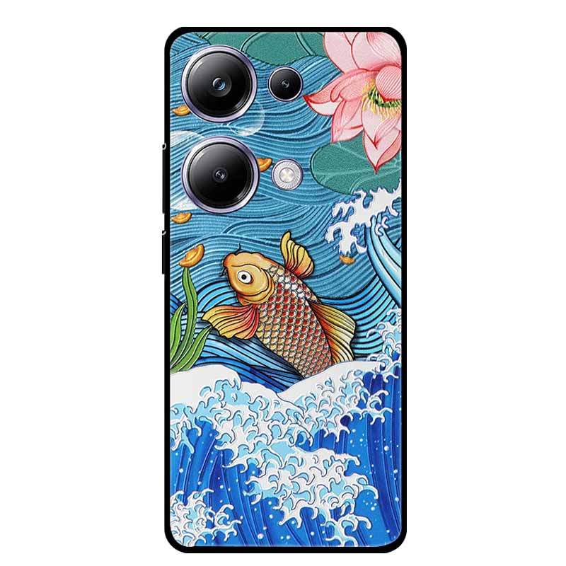 3D Emboss Case For Xiaomi Poco M6 Pro Phone Case Flower Silicone Soft Back Cover For Xiaomi Poco M6 Pro Case PocoM6 M 6 Pro Capa