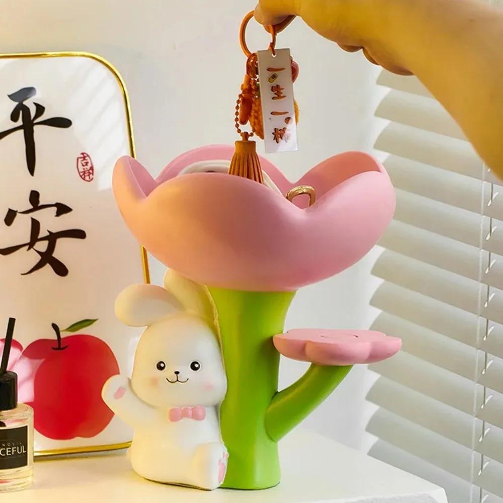 Portable Small Item Tool Tray Ornament Children's Room Desktop Decoration Storage Ornaments Household Cute Rabbit Key Organizer