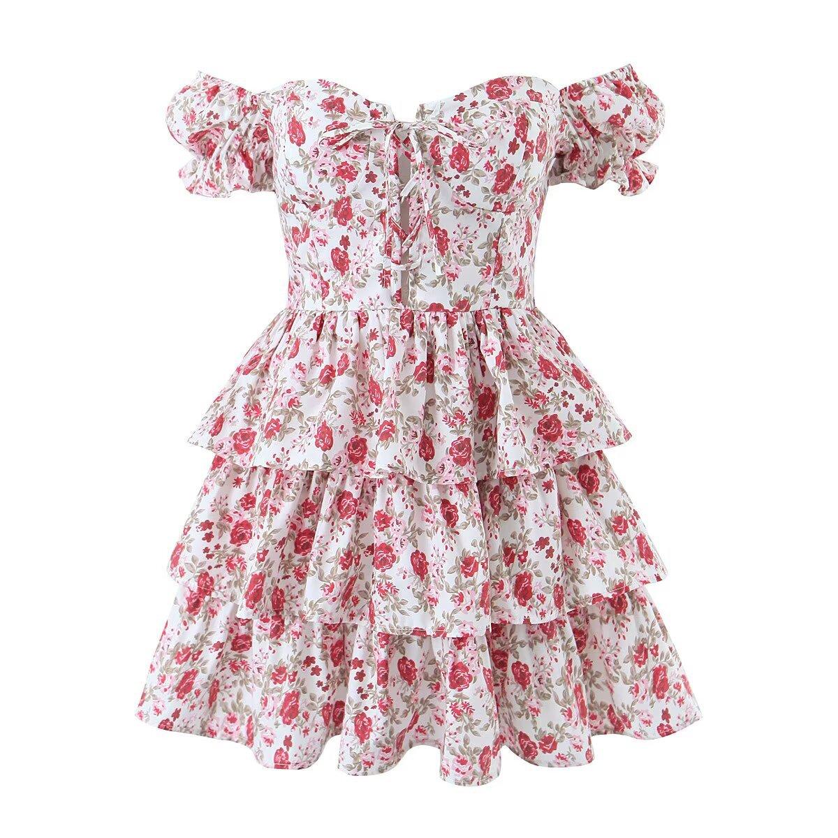 European and American style, new women s clothing, foreign style, classic, versatile, fashionable, printed cake skirt S