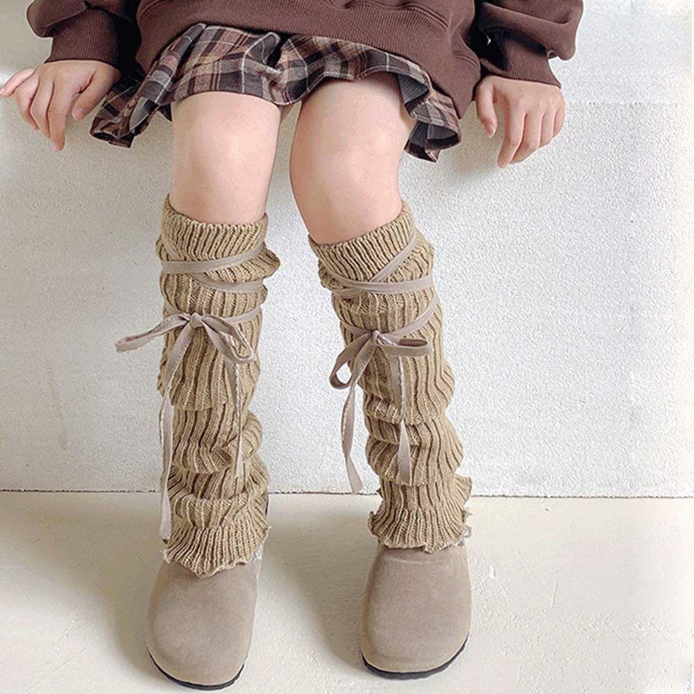 

Детские гетры Balletcore в корейском стиле, вязаные носки с ремешками для ног, осень/зима хаки