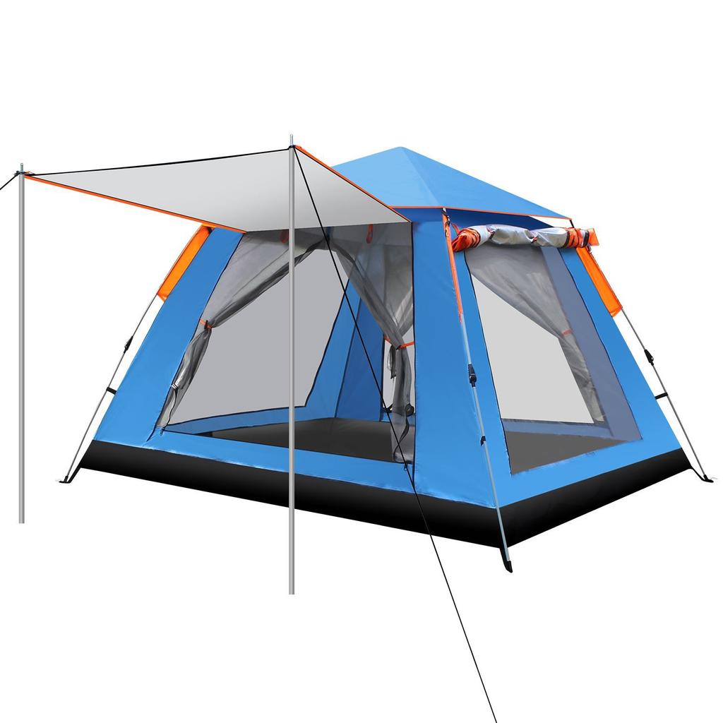 Tent Outdoor Automatic 3-4 People Beach Quickly Open Folding Camping Double Rainproof Camping Four-Side Tent