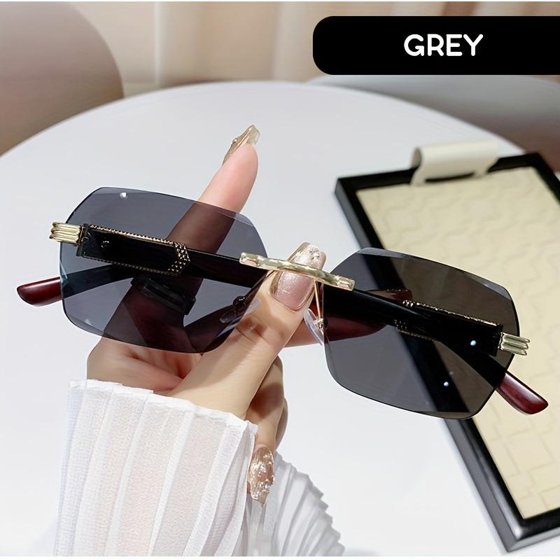 New Frameless Wood Grain Temple Edge Glasses for Men and Women Fashionable Eyewear