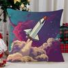 Astronaut Rocket Launch Pillowcase Cover 40x40cm Galaxy Space Sci Fi Starry Night Nursery Decor Unique Gift