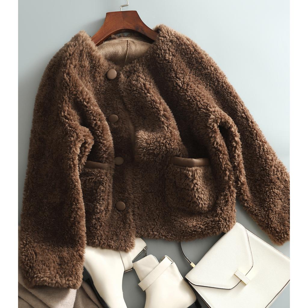 Small Flavour Style Granule Fleece Short Jacket for Women's Autumn and Winter New Top