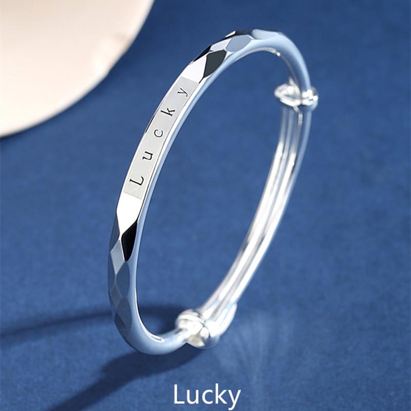 Douyin Silver-Plated Water Cube Eternal Love Bangle - Women's Simple Push-Pull Bracelet