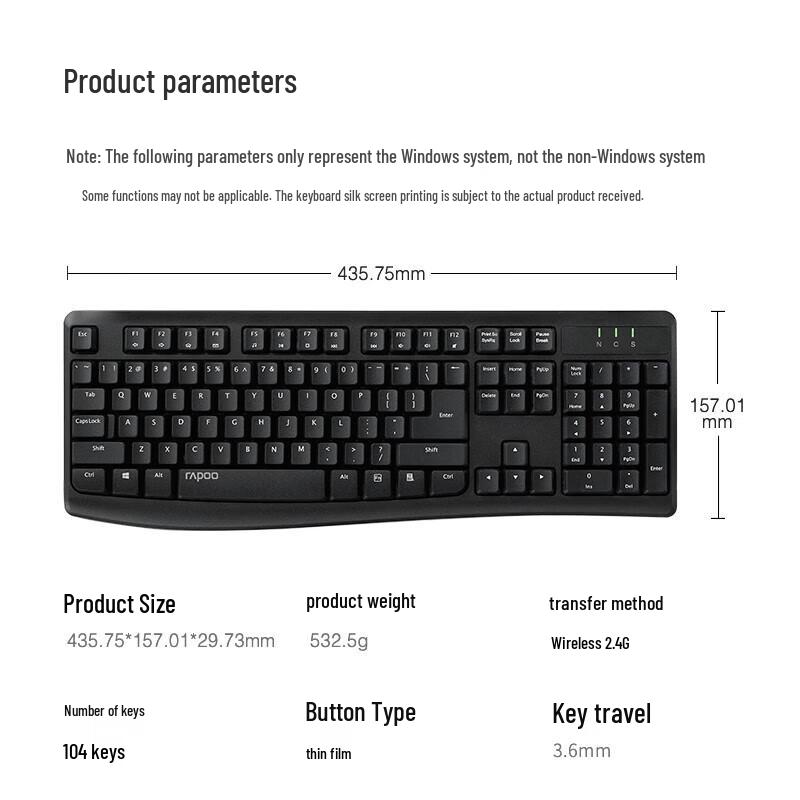 Rapoo X1800Pro Wireless Keyboard and Mouse Combo
