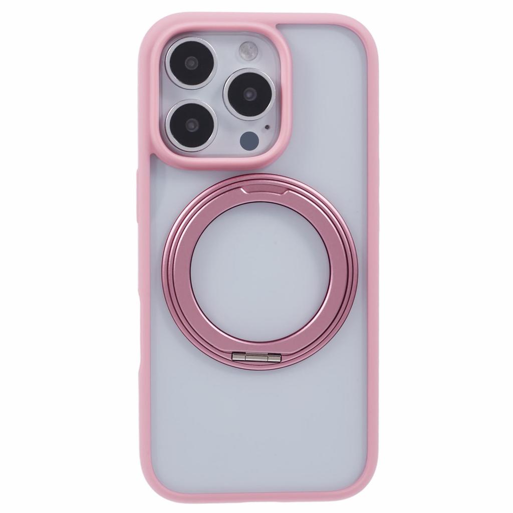 For iPhone 16 Pro Case PC+TPU Phone Cover Rotation Ring Holder Kickstand
