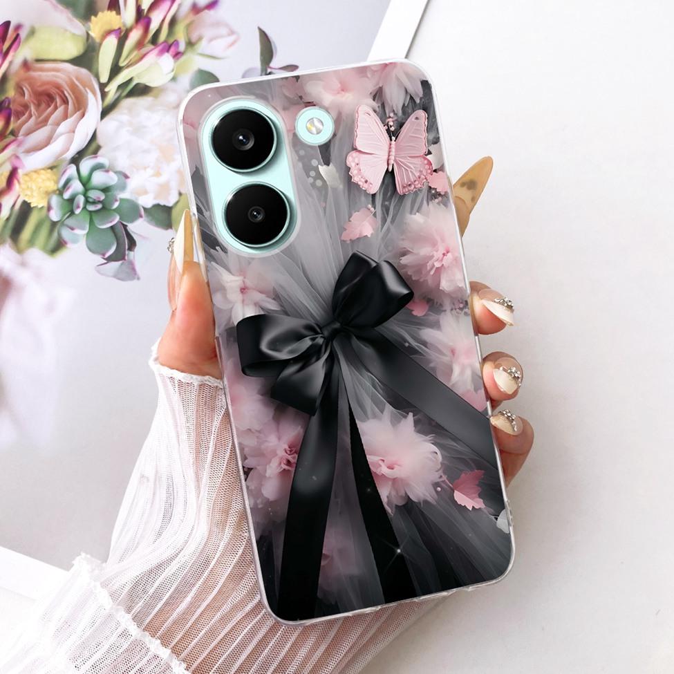 6.59'' Case For Xiaomi Poco X8 Pro 5G Cover Transparent Fashion Flowers Cute Cat Cool Painted Soft Casing 2511FPC34G