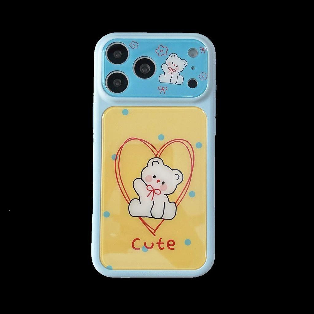 Cartoon Love Heart Bear Phone Case for iPhone 17/16 PROMAX - Cute, Drop-Proof, with Large Window