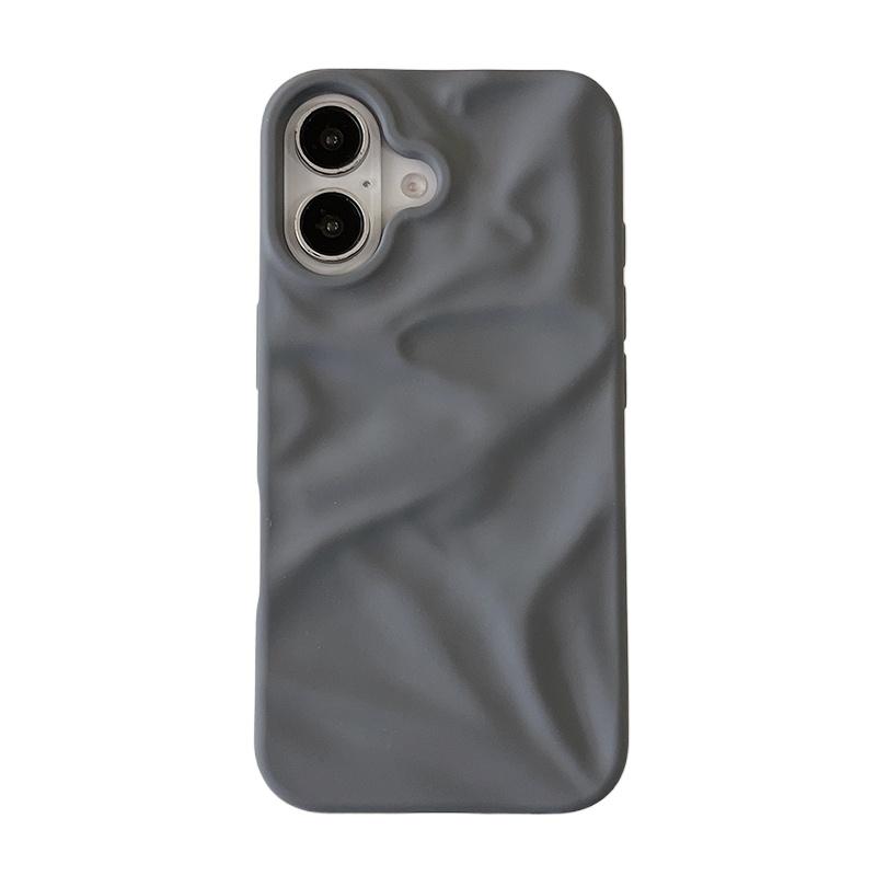 Matte Candy Color Folding Wrinkled Texture Phone Case For For Iphone 16 1 14 13 12 11 Pro Max 16 Plus Shockproof Soft TPU Cover