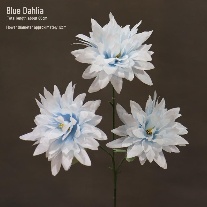 Dahlia Silk Flower Arrangement: 3-Head Artificial Blossoms for Home, Wedding, or Window Display Decoration.