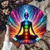 Barevný kulatý kovový plechový znak Sedmi čaker pro jógu, meditaci, dekoraci stěny pro duchovní domov
