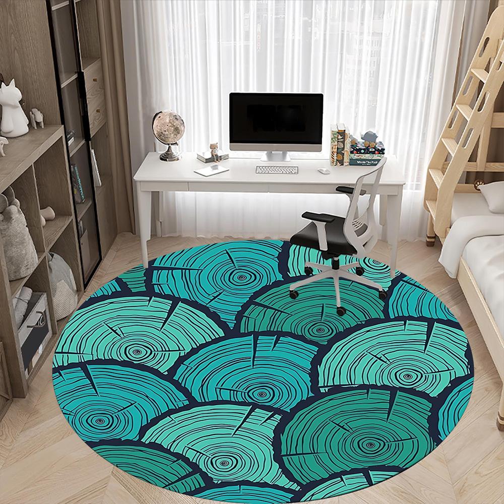 1pc Wooden Rings Office Round Area Rug, Indoor Mat Suitable For Office, Under Office Chairs Bedroom Living Room Home Decor, Room Deco