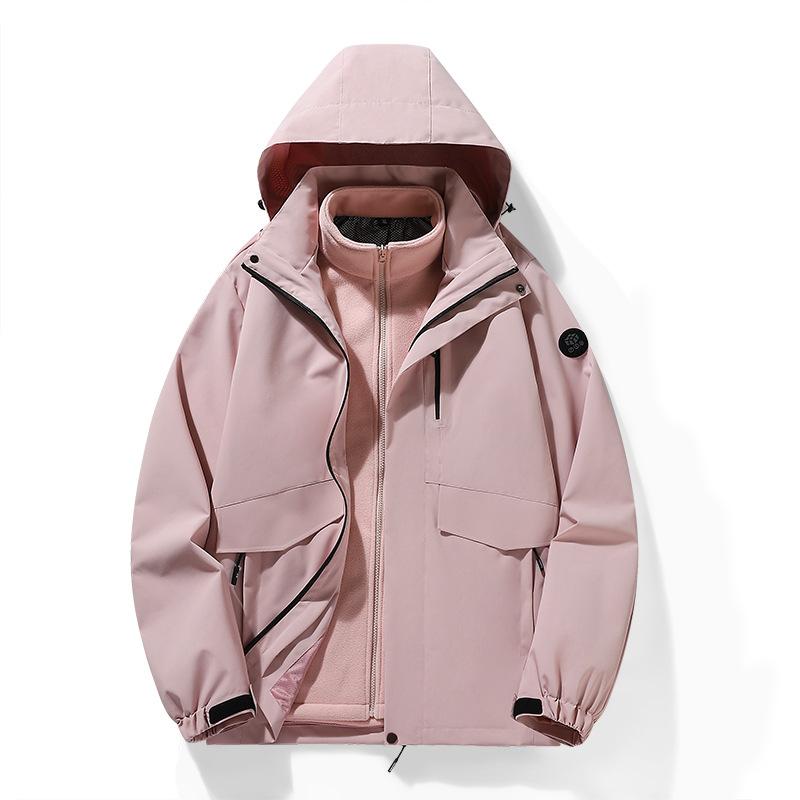 Autumn and Winter Three-in-one Jacket for Men and Women, Removable Hood, Water-repellent Jacket, Waterproof and Windproof Mountaineering Jacket