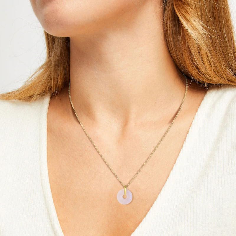 [KOAI] Moonstone Pea Disc June Birthstone Power Stone Necklace for Women