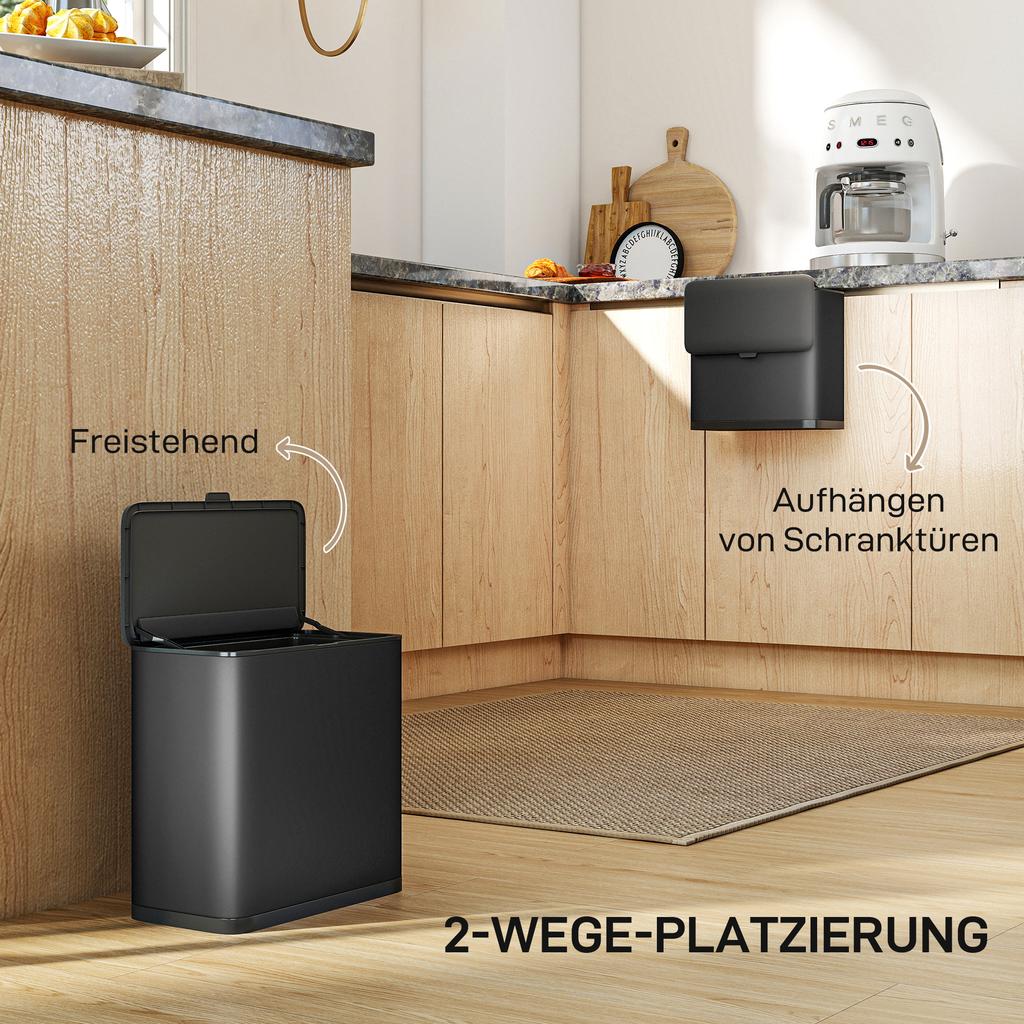 8L Hanging Kitchen Bin, Rubbish bin with Lid and Removable Inner Bucket for Kitchen Cabinet Door, Under Sink, Office