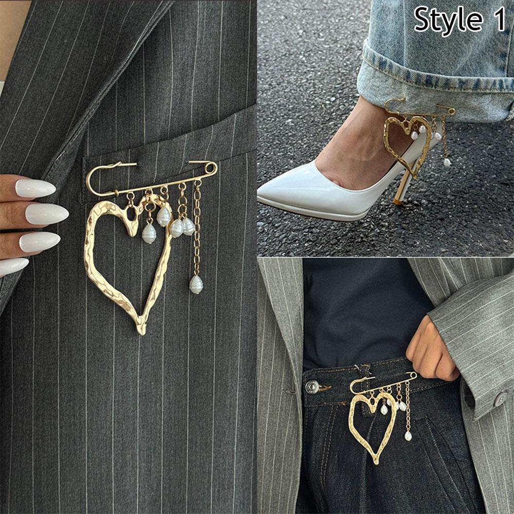 Beaded Tassel Irregular Heart Brooch Handmade Beaded Many Layer Chains Brooches Multi-functional Beaded Pearl Pin Accessories