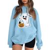 Women's Neck Long Sleeve Comfy Sweatshirt Casual Loose Fit Color Halloween Print Pullover