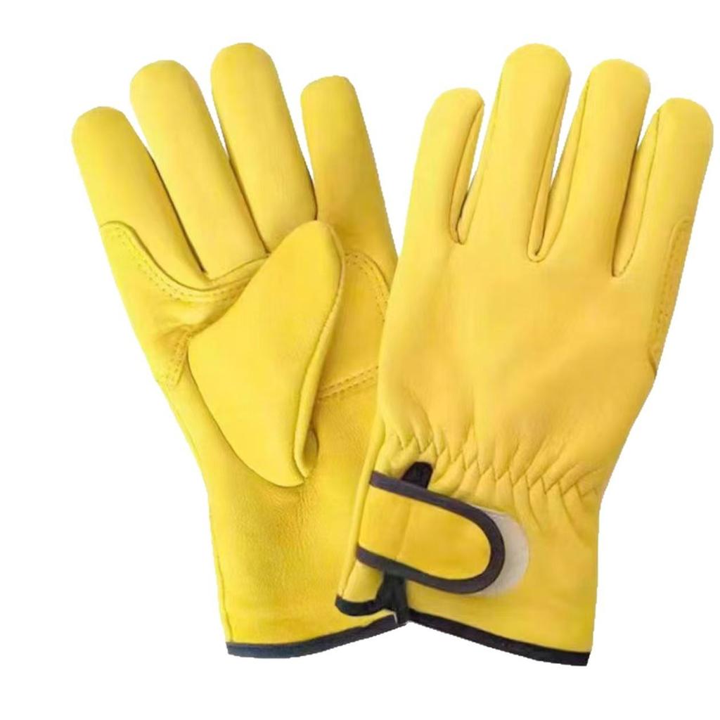 Labor Protection Glove Head Layer Sheepskin Yellow Wear Resistant Non Slip Full Skin Anti Scalding Insulation Engineering Work Welder Park
