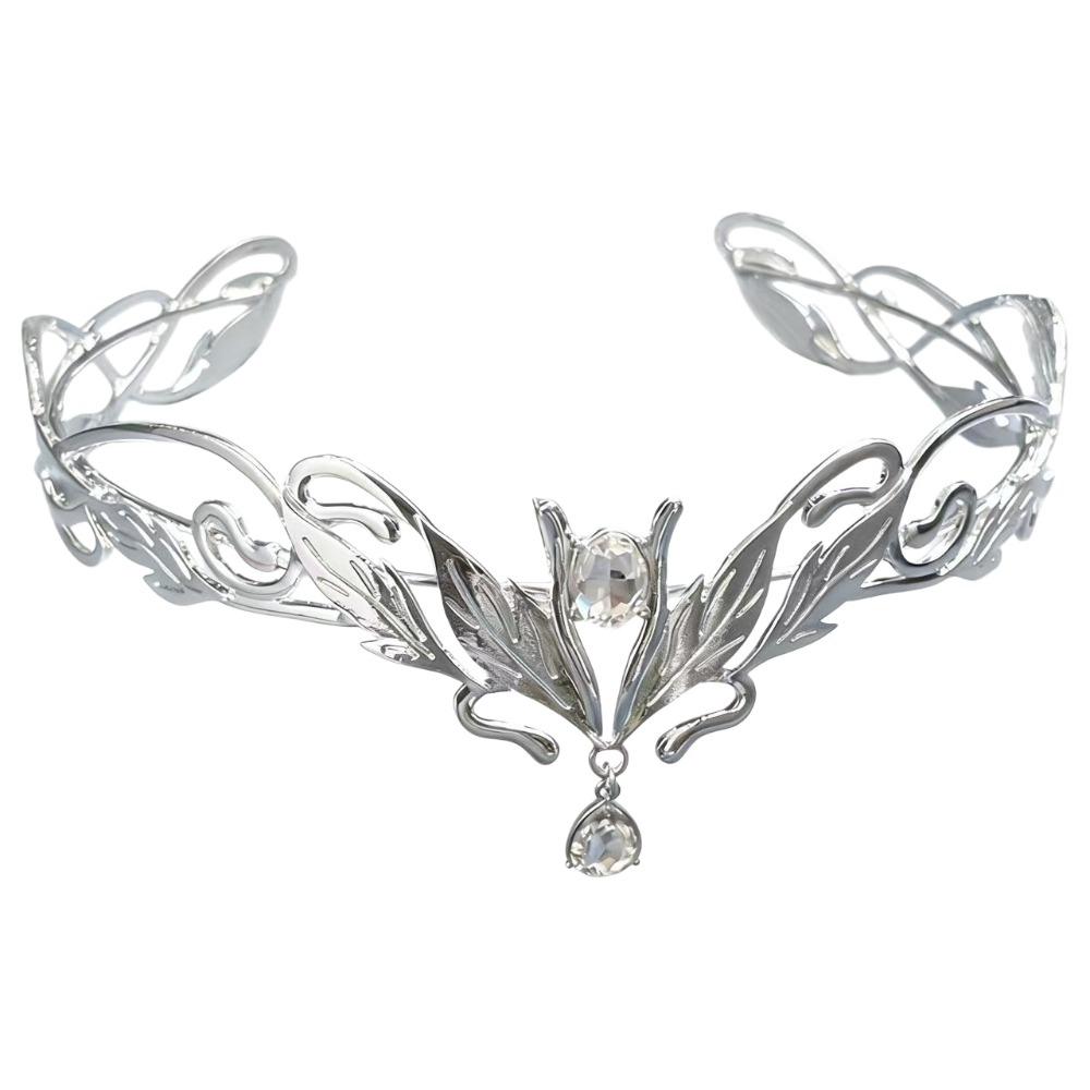 Elegant King Round Elves Crown Baroque Zinc Zinc Alloy Rhinestone Headdress Goddess Tiaras  Wedding Ceremony