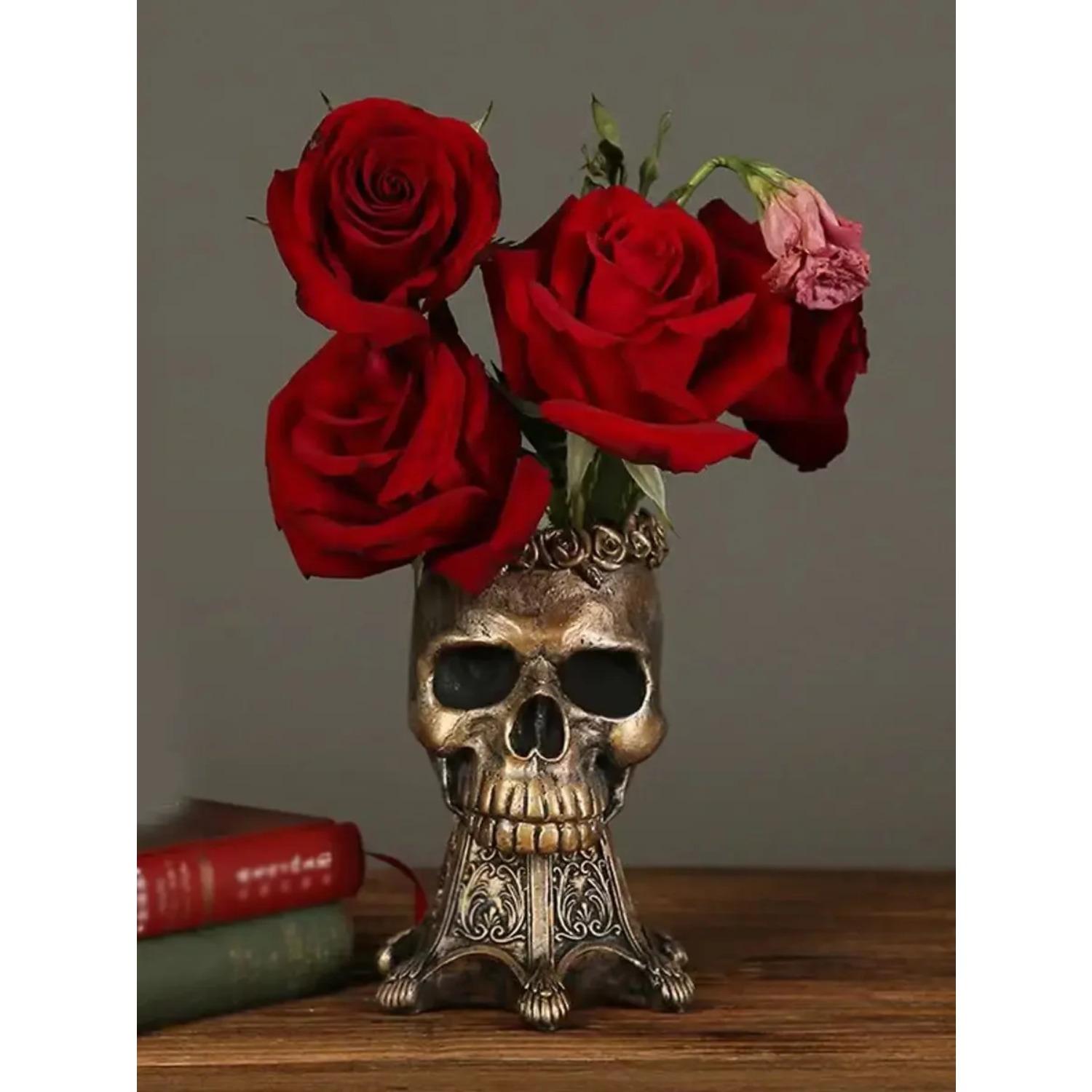 

1 шт., ваза с черепом на Хэллоуин, украшение из смолы, творческое украшение для дома, голова черепа