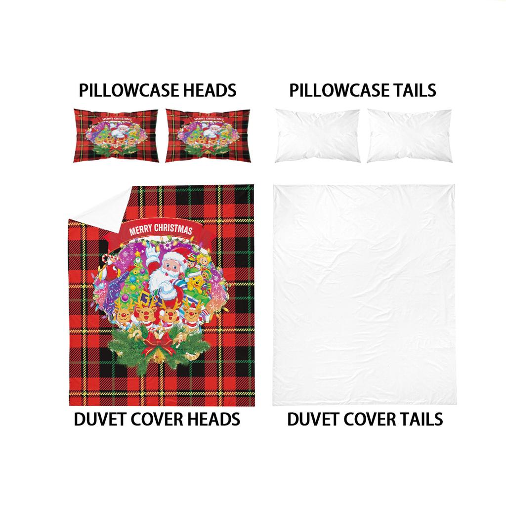 3pcs Santa Claus Print Coreless Bedding Set Soft Comfortable Dormitory Bedroom Holiday Decoration Multiple Size Machine Washable