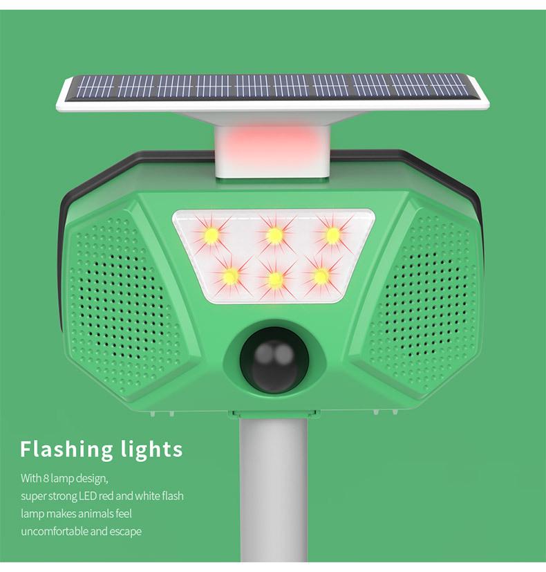 Ultrasonic Solar Animal Repeller with LED Strobe - Effective Against Cats, Birds, Mice, and Mosquitoes
