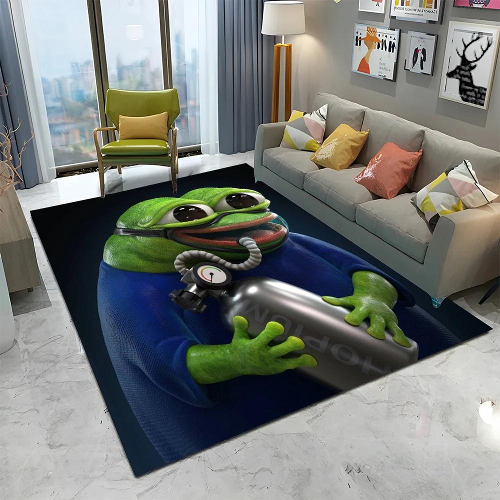 3D Pepe The Frog Face Cartoon Carpet Rug for Home Living Room Bedroom Sofa Doormat Decor,kids Play Area Rug Non-slip Floor Mat