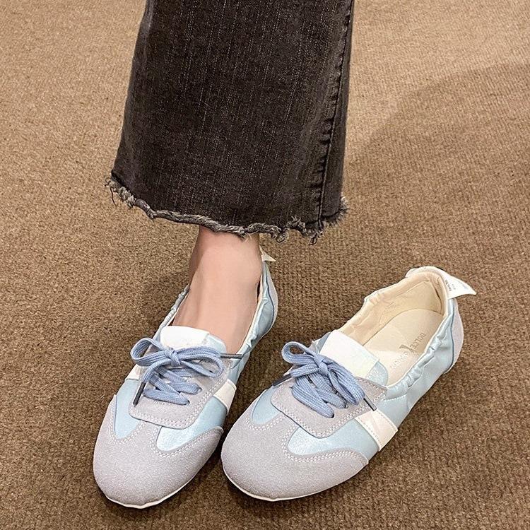 

Французские балетные туфли женские плоские 2025 лето новая шнуровка дышащие туфли на одном педале модные одинарные туфли 40