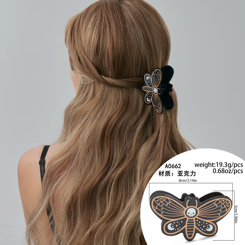 Funny Halloween Pumpkin Butterfly Grab Clip, Ghost Acrylic Spider Web Disc Hair Hairpin Head Jewelry