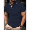 Polo casual sportiva da uomo in jacquard con colletto rovesciato e maniche corte