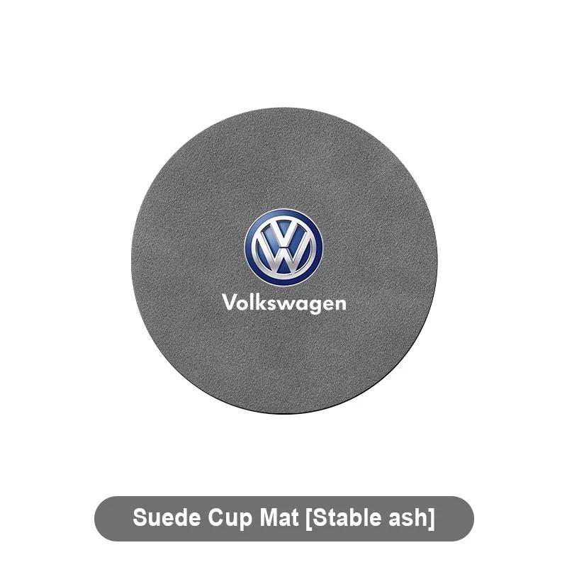 Car Coaster Water Cup Holder Anti-Slip Pad Suede Accessories For Volkswagen Golf-5 6 7 Bora Jetta POLO MK4 MK6 Bora Passat B5 B6