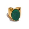 Yhpup Inel Lat din Oțel Inoxidabil Placat PVD cu Piatră Culoare Aurie Accesorii Bijuterii Modă Trendy de Vară Bijoux