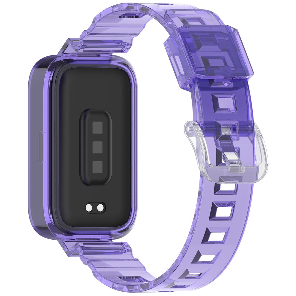 For Xiaomi Redmi Band 2/Smart Band 8 Active Transparent Color Changing TPU Watch Band Integrated with Case
