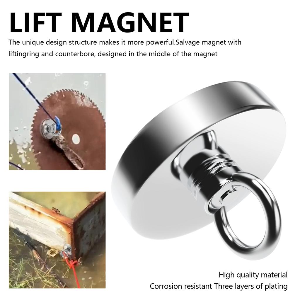 D16-D90mm Super Strong Neodymium Fishing Hook N52 Heavy Duty Magnet Neodymium Magnet with Countersunk Hole Eyebolt