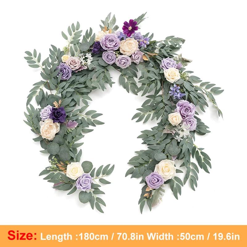 1.8/2.7M Artificial Flowers Wedding Eucalyptus Garland with Rose Wedding Table Centerpieces Boho Bridal Shower Decoration Wreath