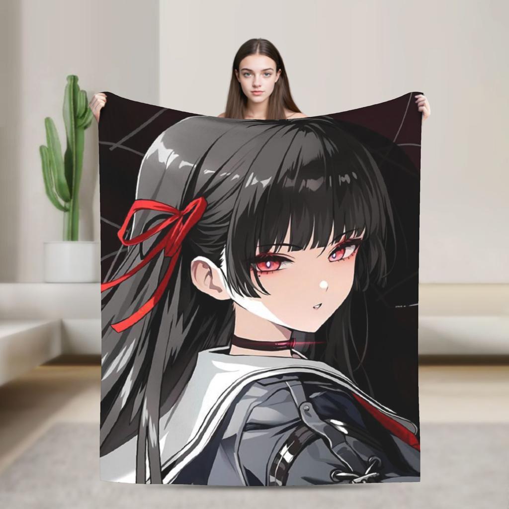 Chisa Wuthering Wave Flannel Blanket Super Soft Throw Blanket for Couch Chair Travel Print Bedspread Sofa Bed Cover