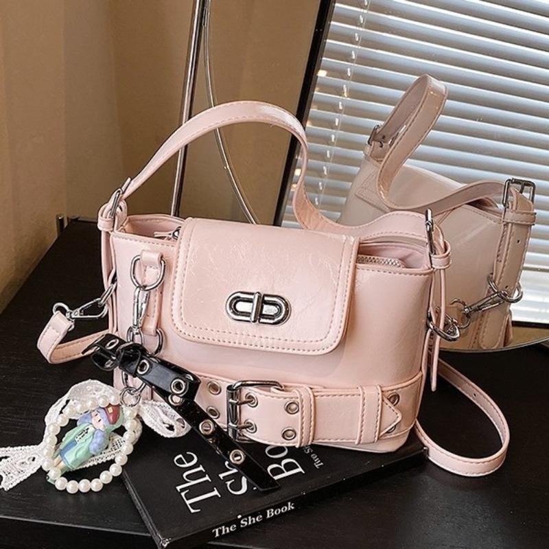Sweet Cool Babes Fashion Shoulder Underarm Bag Heavy Industry Rivets Multi-Pocket Large Capacity Handbag